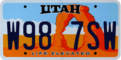 UT license plate W987SW