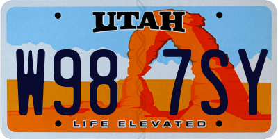 UT license plate W987SY