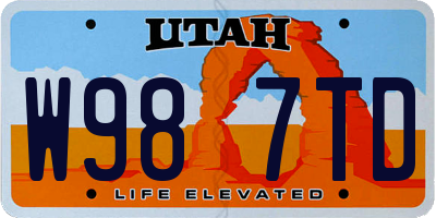 UT license plate W987TD