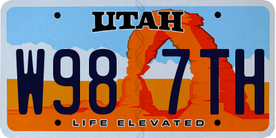 UT license plate W987TH