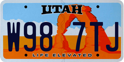 UT license plate W987TJ