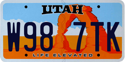 UT license plate W987TK
