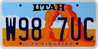 UT license plate W987UC