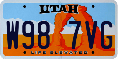 UT license plate W987VG