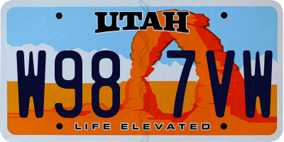 UT license plate W987VW