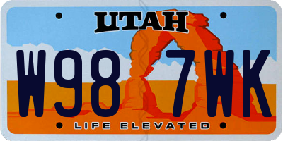 UT license plate W987WK