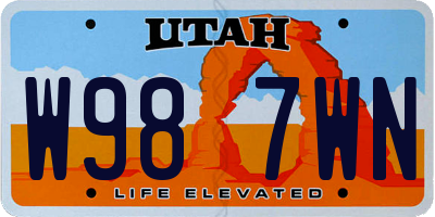 UT license plate W987WN
