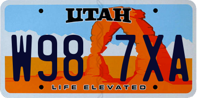 UT license plate W987XA