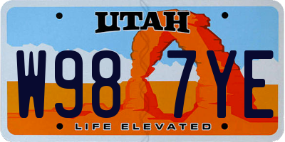 UT license plate W987YE