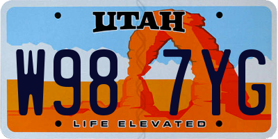 UT license plate W987YG