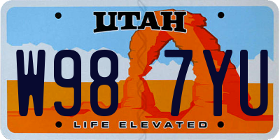 UT license plate W987YU