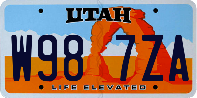 UT license plate W987ZA