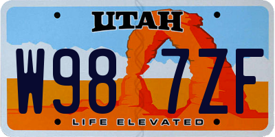 UT license plate W987ZF