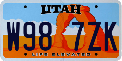 UT license plate W987ZK