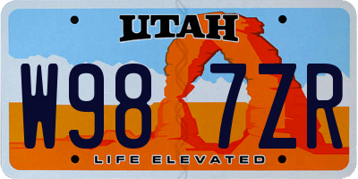 UT license plate W987ZR