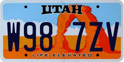 UT license plate W987ZV