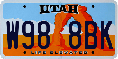 UT license plate W988BK