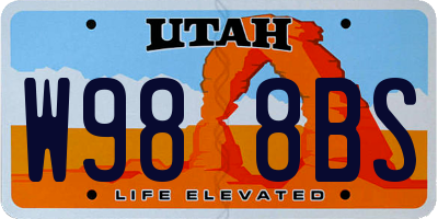 UT license plate W988BS