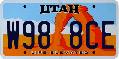 UT license plate W988CE