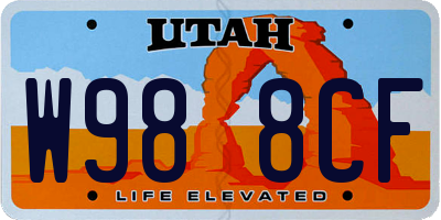 UT license plate W988CF