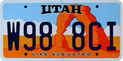 UT license plate W988CI