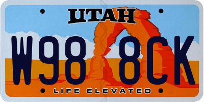 UT license plate W988CK