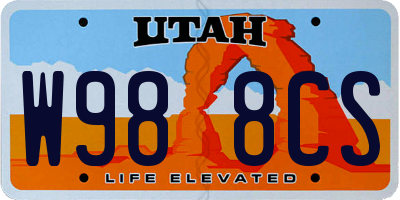 UT license plate W988CS