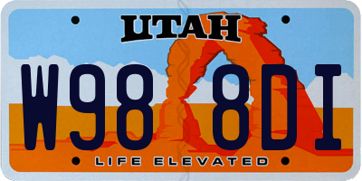 UT license plate W988DI