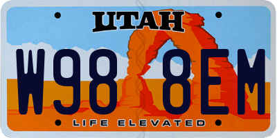 UT license plate W988EM