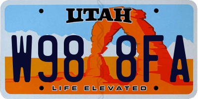 UT license plate W988FA