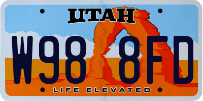 UT license plate W988FD