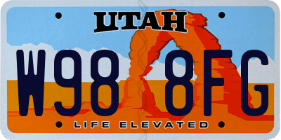 UT license plate W988FG
