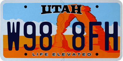UT license plate W988FH