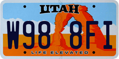 UT license plate W988FI