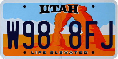 UT license plate W988FJ