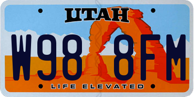 UT license plate W988FM