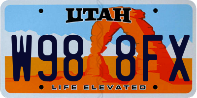 UT license plate W988FX