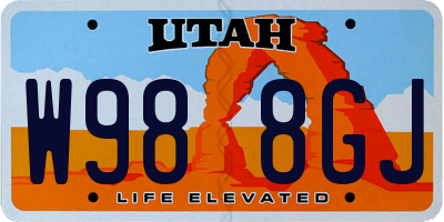 UT license plate W988GJ