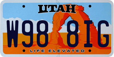 UT license plate W988IG
