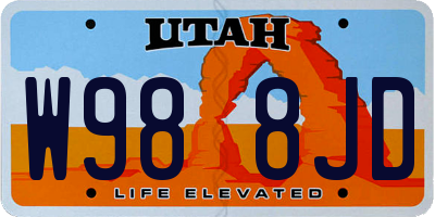 UT license plate W988JD