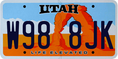 UT license plate W988JK