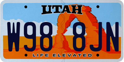 UT license plate W988JN