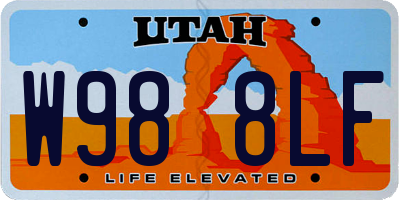 UT license plate W988LF