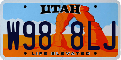 UT license plate W988LJ
