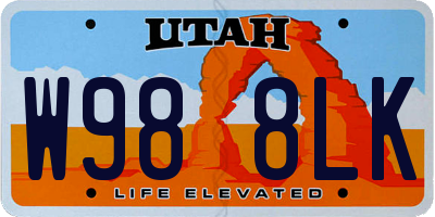 UT license plate W988LK
