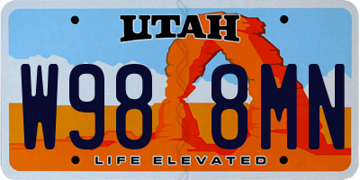 UT license plate W988MN