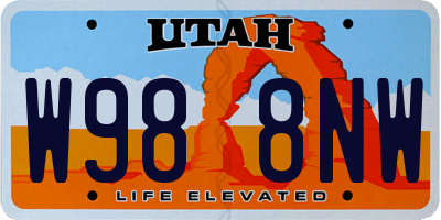 UT license plate W988NW