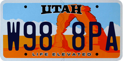 UT license plate W988PA