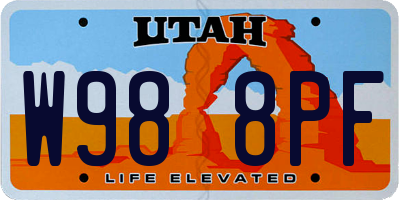 UT license plate W988PF