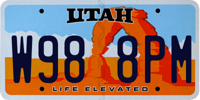 UT license plate W988PM